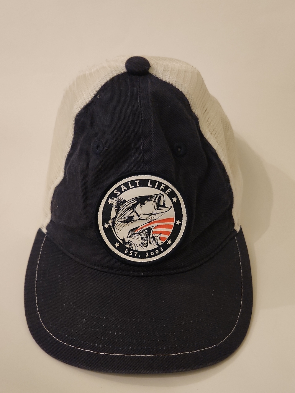 Salt Life Navy and White Patch  Hat Size Youth